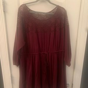 Maroon plus size knee length dress